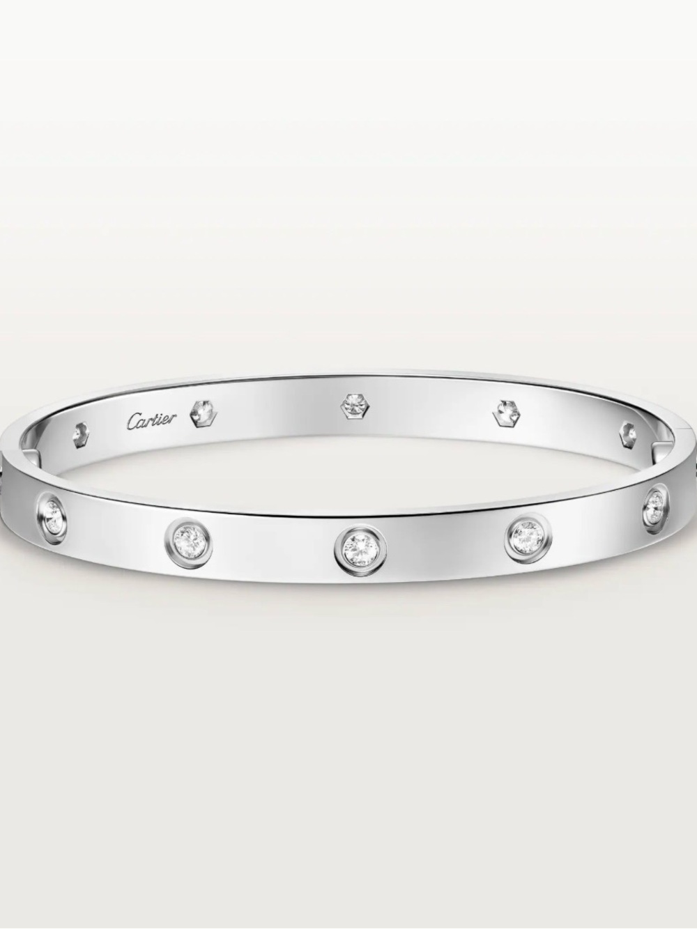 Silver “10 diamond” love bangle Crystal Accent Screw Cuff Bracelet